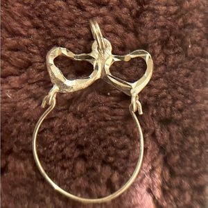 Vintage Connected Dual or Twin Heart Charm/ Pendant